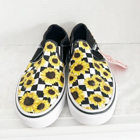 NWT Vans Asher Sunflower Check Slip On Sneaker Shoes Womens Sz 6.5 - Picture 3 of 7